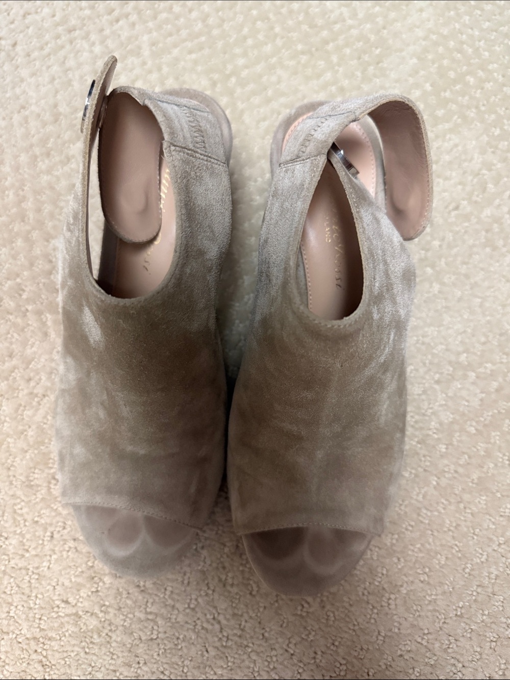 Gianvito Rossi Taupe Suede Open-Toe Mules